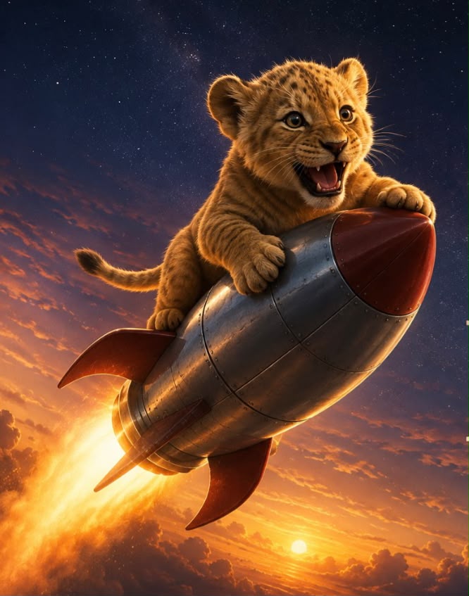 Kio on a rocket